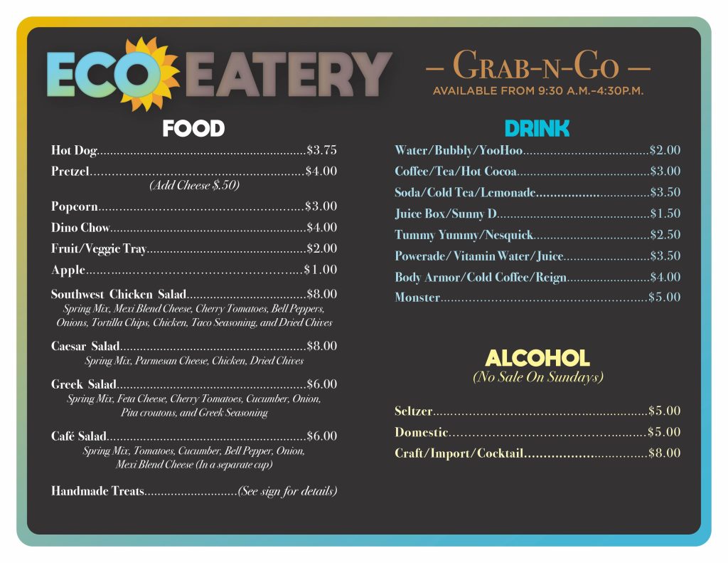 Eco Eatery grab-and-go menu